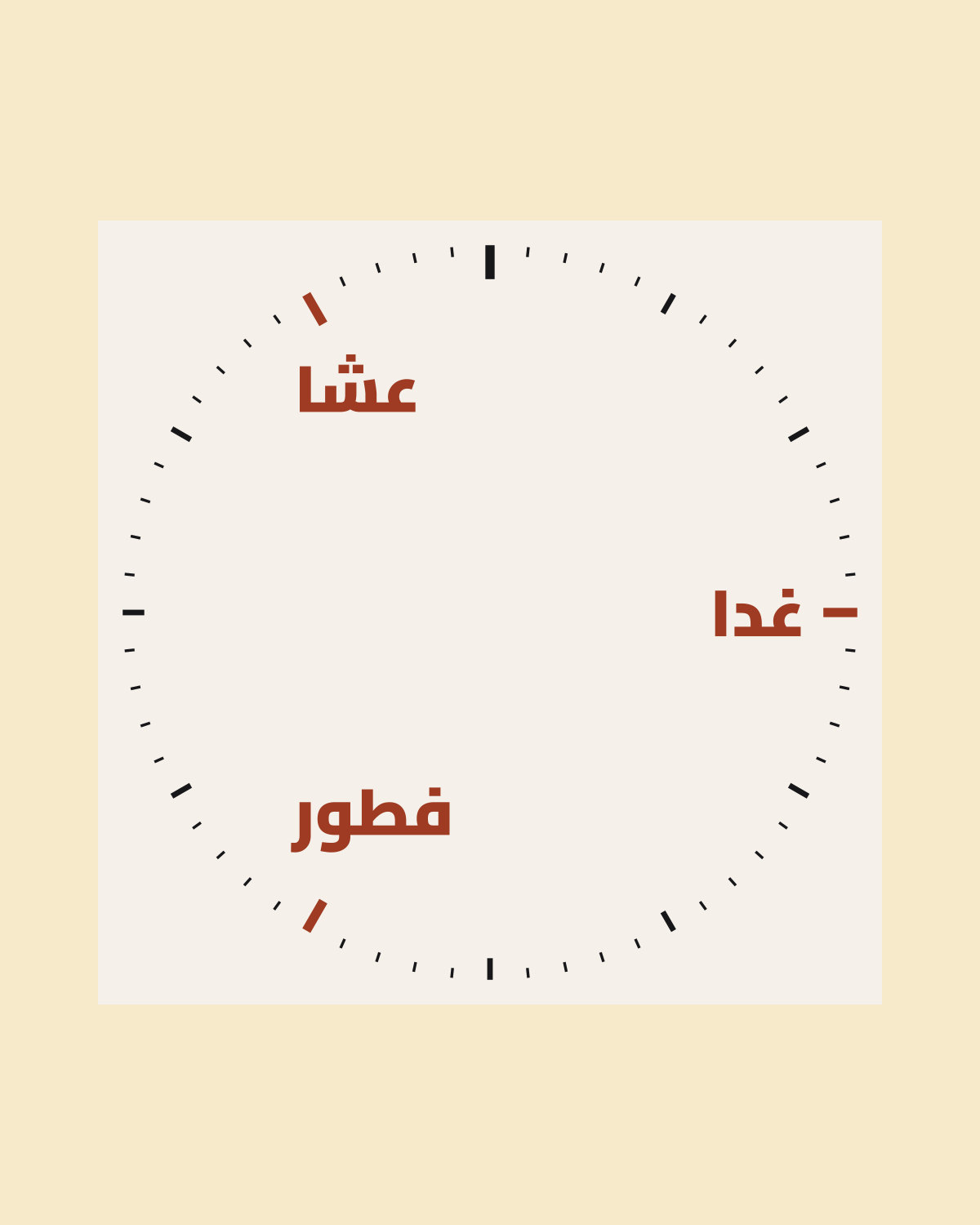 تصميم «ساعة البيت»: ساعة ما تعرف إلا فطور وغدا وعشا.